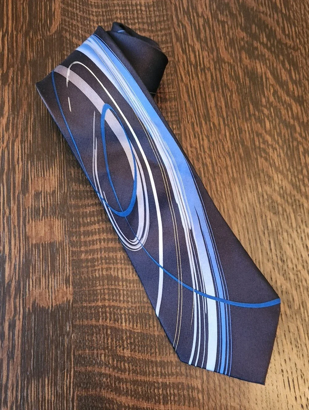Vintage Jerry Garcia 🎩 1990's Men's Necktie Black Blue Gray Swirl Silk EUC $24